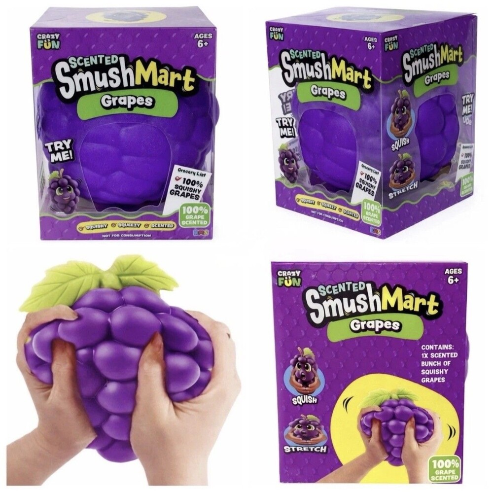 VIRAL Squishy Grapes JUMBO SQUISHY 6” Smush Mart RMS USA Crazy Fun
